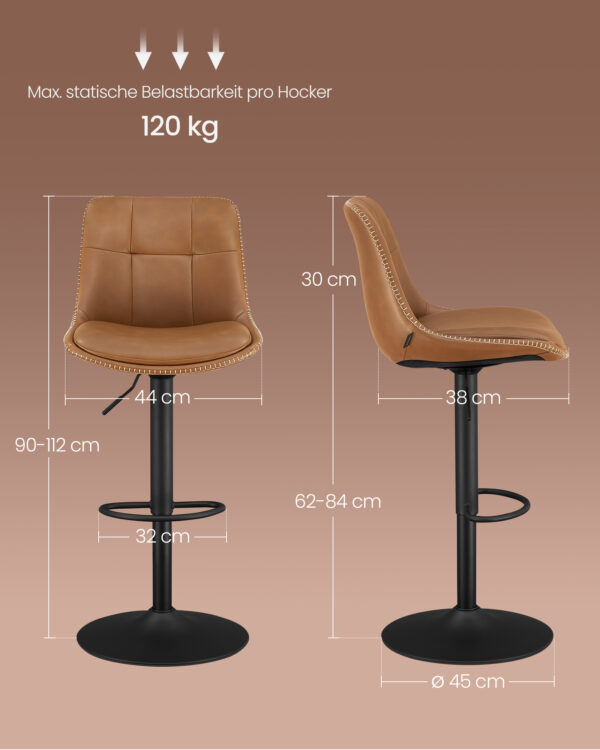 Baro kėdės juodos PU odos ergonomines 2 vnt komplektas 6
