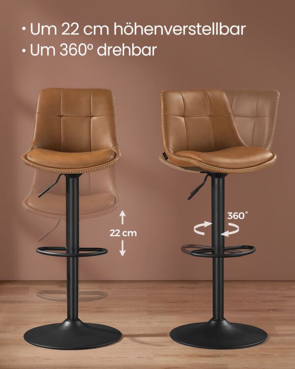 Baro kėdės juodos PU odos ergonomines 2 vnt komplektas 7