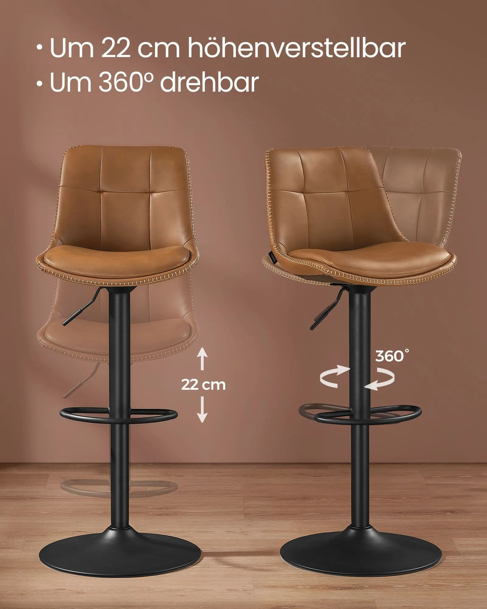 Baro kėdės juodos PU odos ergonomines 2 vnt komplektas Baro kėdės juodos PU odos ergonomines 2 vnt komplektas Akcija