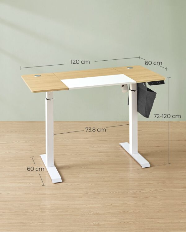 Elektrinis reguliuojamas biuro stalas kreminis 60x120cm 7