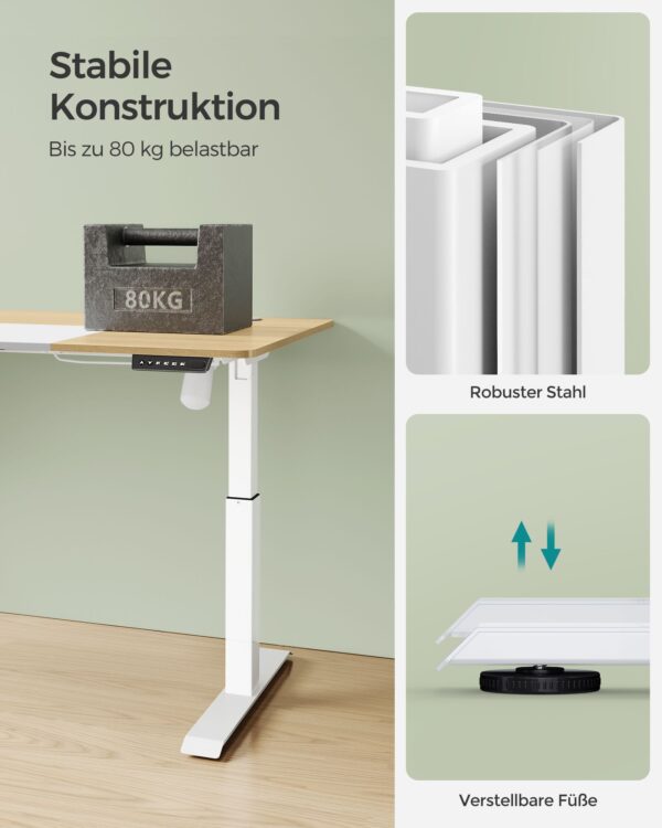 Elektrinis reguliuojamas biuro stalas kreminis 60x120cm 8