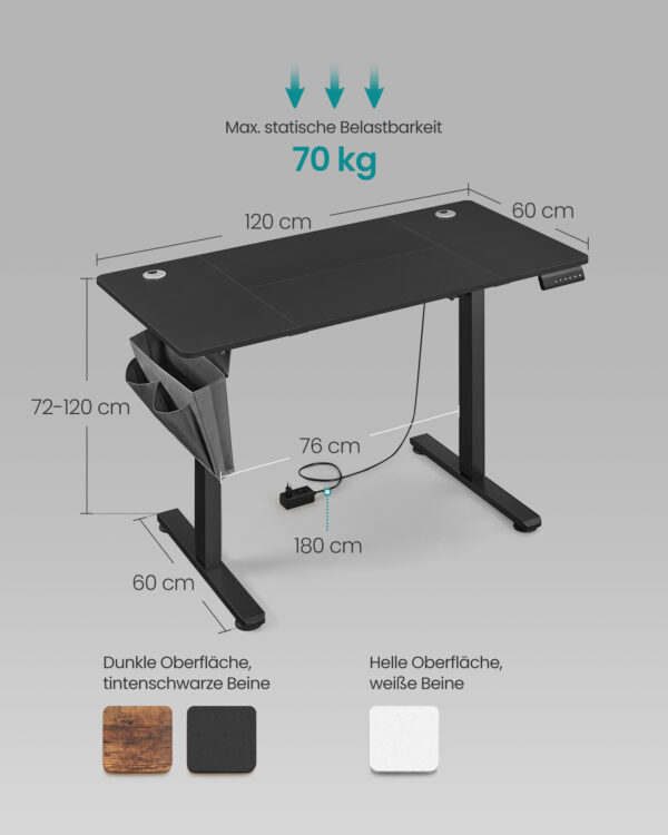 Elektrinis pakeliamas biuro stalas juodas 60x120cm 5