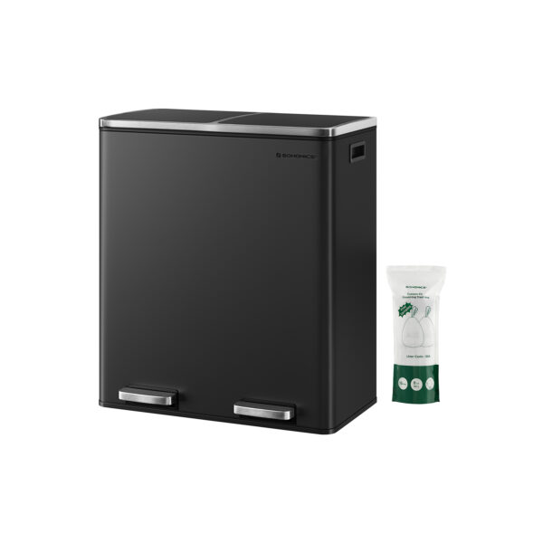 Šiukšliadėžė 2 skyrių juoda 2x30L lėtai užsidaranti