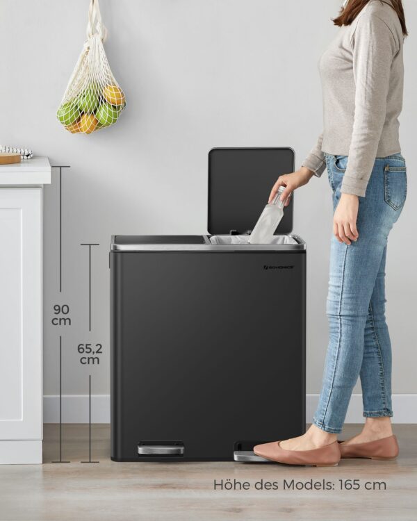 Šiukšliadėžė 2 skyrių juoda 2x30L lėtai užsidaranti 7