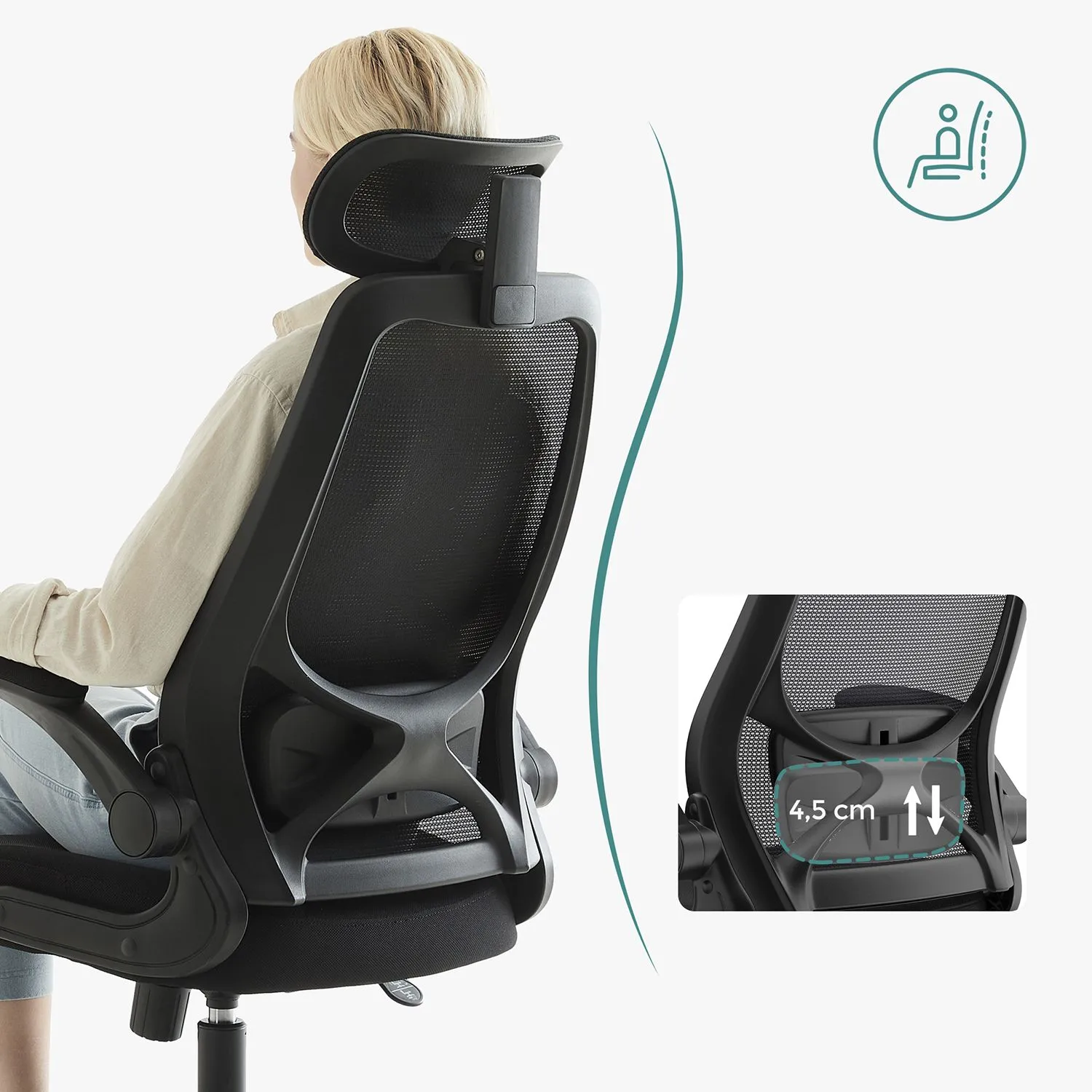 Biuro kėdė su tinkleliu ergonominė juoda reguliuojama Biuro kėdė su tinkleliu ergonominė juoda reguliuojama Akcija
