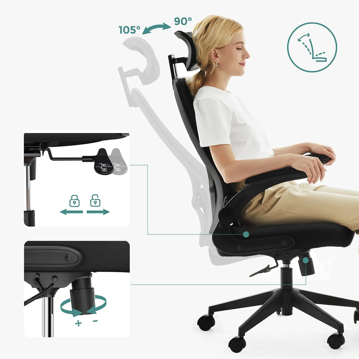 Biuro kėdė su tinkleliu ergonominė juoda reguliuojama Biuro kėdė su tinkleliu ergonominė juoda reguliuojama Akcija