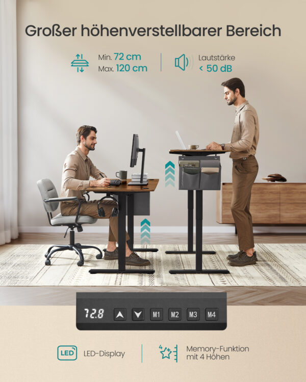 Reguliuojamo aukščio biuro stalas industrinis elektrinis 60x120cm 3
