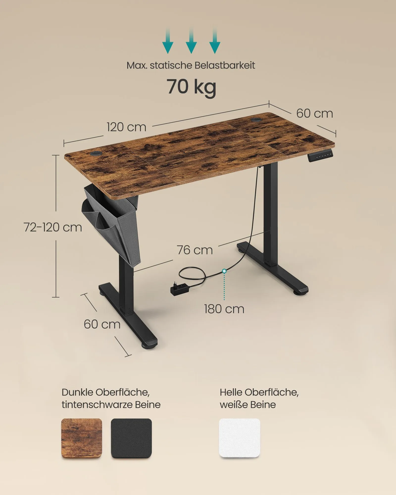 Reguliuojamo aukščio biuro stalas industrinis elektrinis 60x120cm Reguliuojamo aukščio biuro stalas industrinis elektrinis 60x120cm Akcija