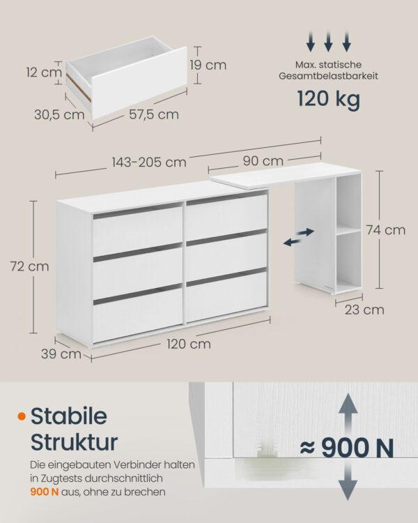 Spintelė su L formos lentyna balta 8