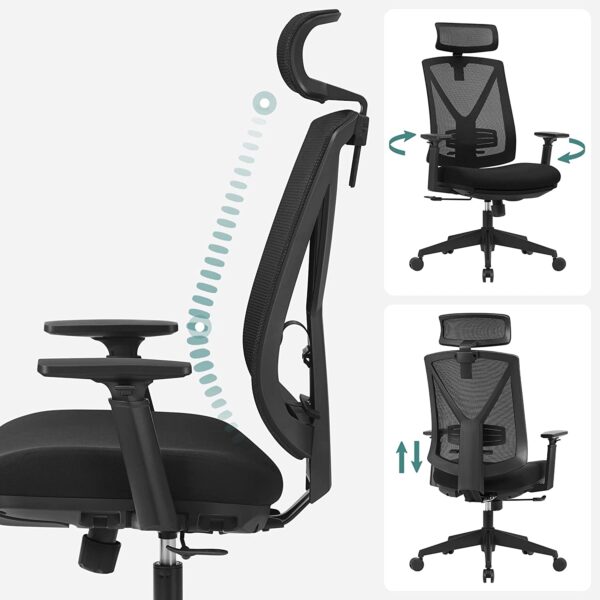 Ergonominė vadovo kėdė su reguliuojamomis kaklo juosmens kojų atramomis 3