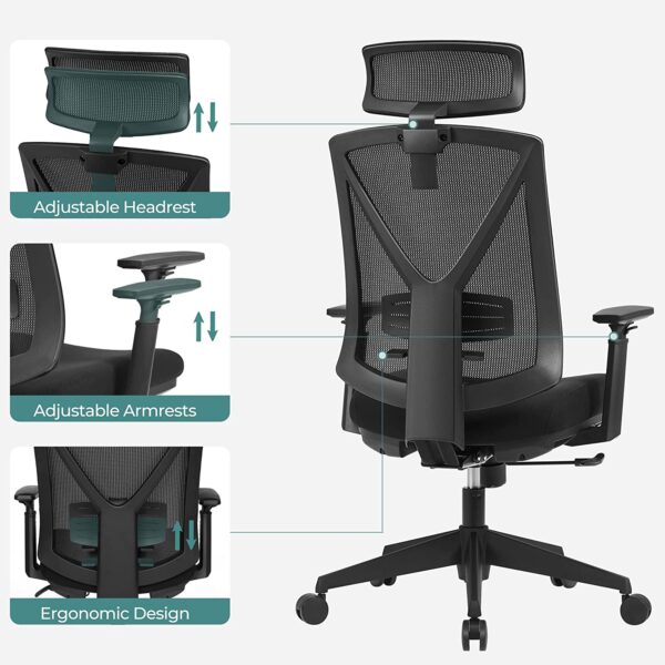 Ergonominė vadovo kėdė su reguliuojamomis kaklo juosmens kojų atramomis 6