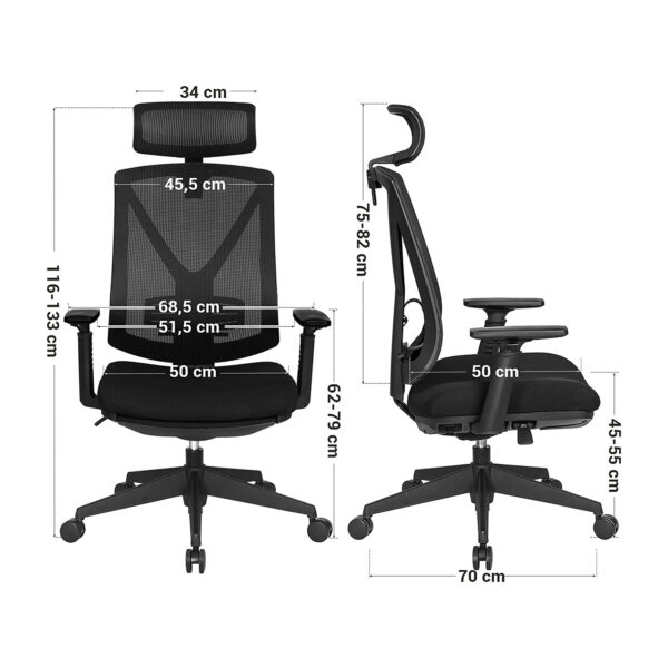 Ergonominė vadovo kėdė su reguliuojamomis kaklo juosmens kojų atramomis 7