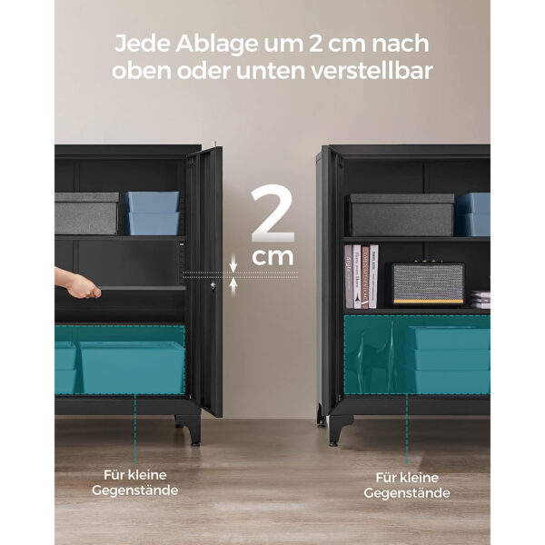 Plieninė juoda spintelė 80cm pločio su užraktu 5