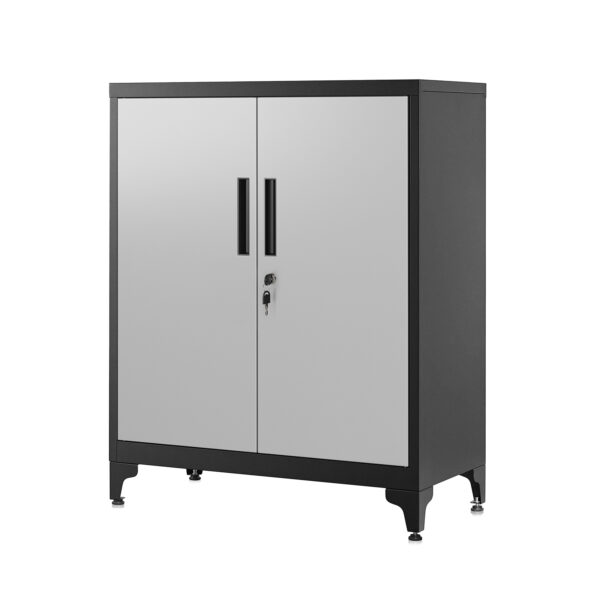 Plieninė spintelė pilka-juoda 80 cm pločio su užraktu