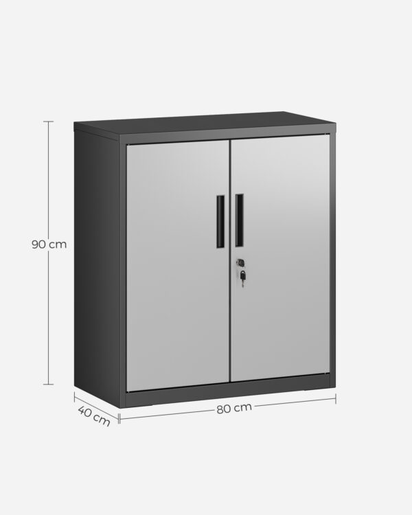 Plieninė spintelė pilka-juoda 80 cm pločio su užraktu 7