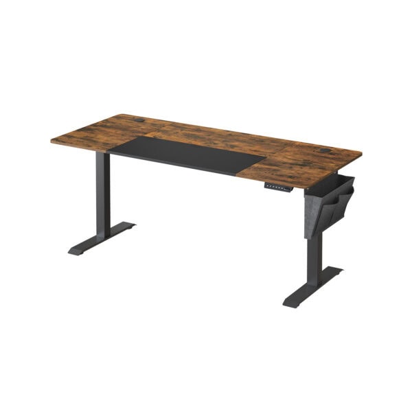 Elektrinis aukščio reguliavimo stalas rudu stalviršiumi 70x160cm