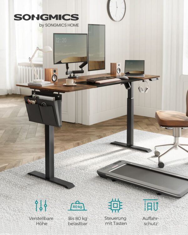 Elektrinis aukščio reguliavimo stalas rudu stalviršiumi 70x160cm 2