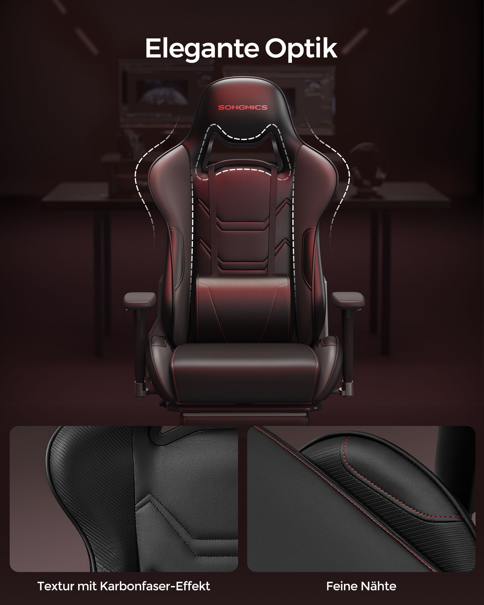 Ergonomiška žaidimų kėdė su porankiais ir galvos atrama, juodos ir raudonos spalvos 4 Ergonomiška žaidimų kėdė su porankiais ir galvos atrama, juodos ir raudonos spalvos 4