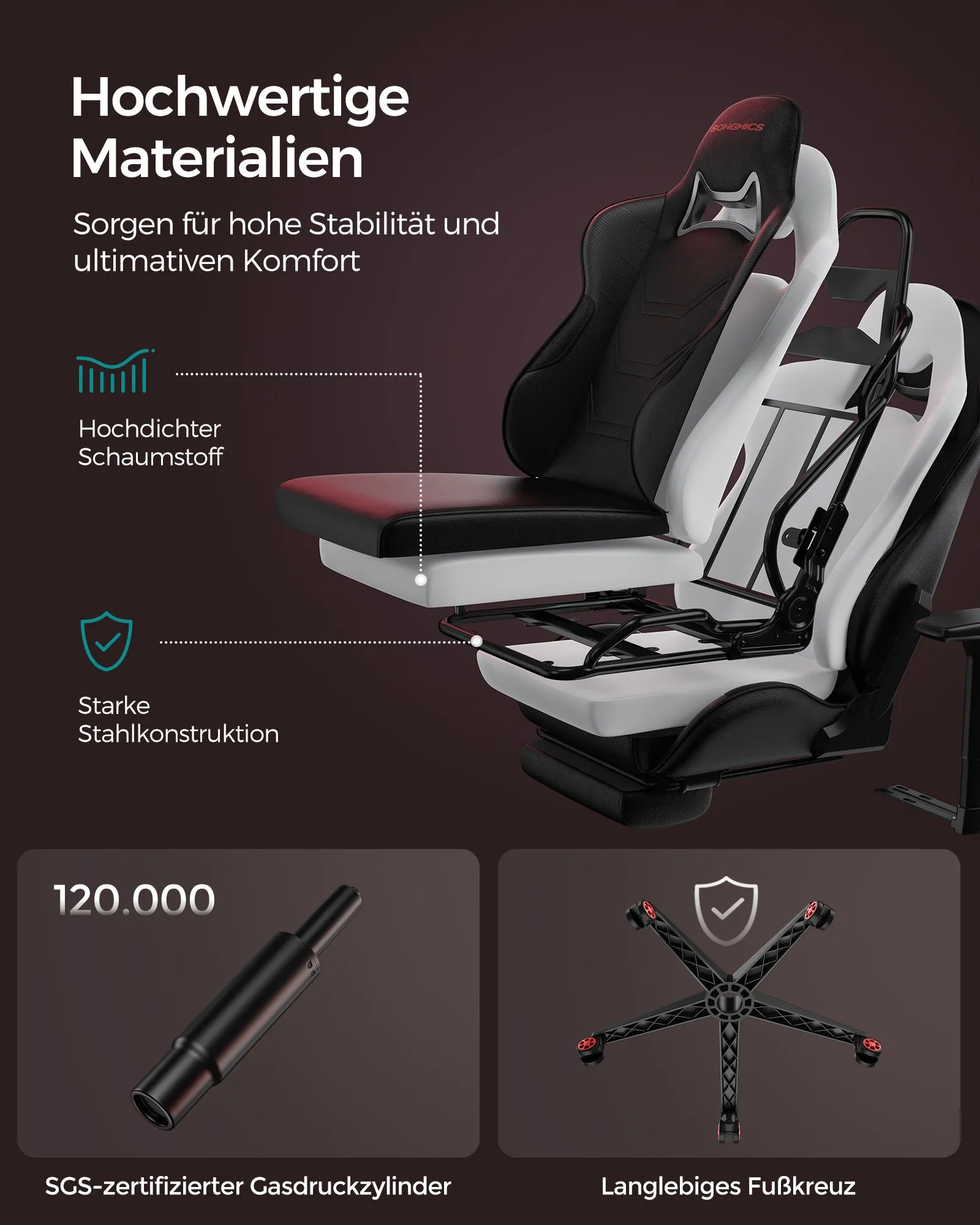 Ergonomiška žaidimų kėdė su porankiais ir galvos atrama, juodos ir raudonos spalvos Ergonomiška žaidimų kėdė su porankiais ir galvos atrama, juodos ir raudonos spalvos Akcija