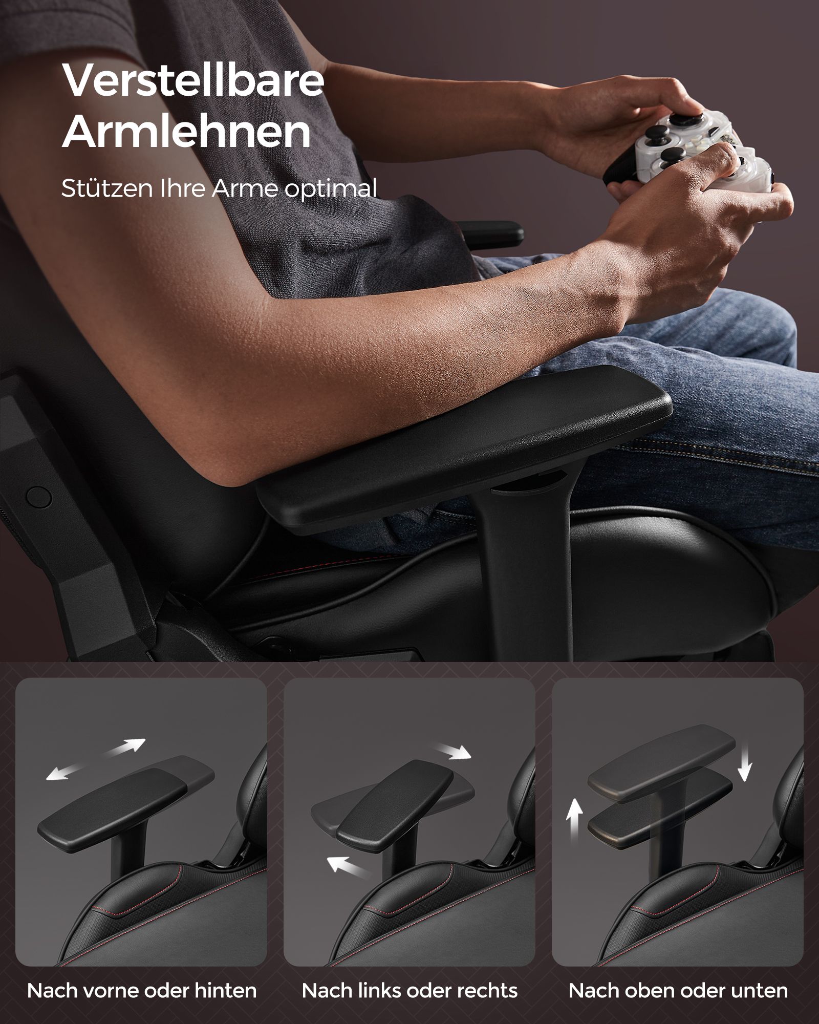 Ergonomiška žaidimų kėdė su porankiais ir galvos atrama, juodos ir raudonos spalvos 8 Ergonomiška žaidimų kėdė su porankiais ir galvos atrama, juodos ir raudonos spalvos 8