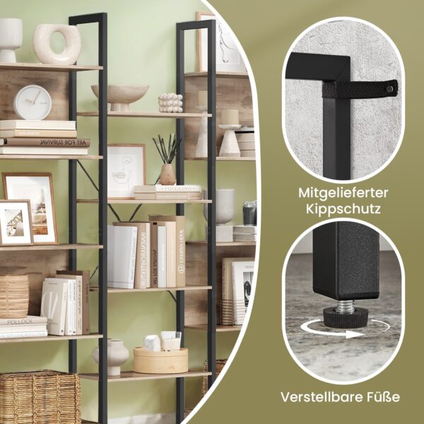 Pastatoma knygų lentyna 14 skyrių industrinė šviesiai ruda 4