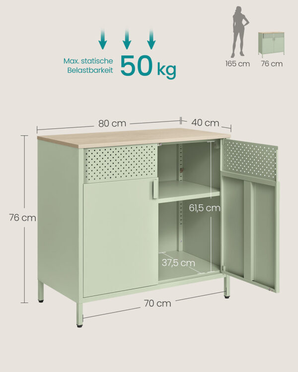 Spintelė pastelinė žalia plieninė pastatoma 70cm pločio 7