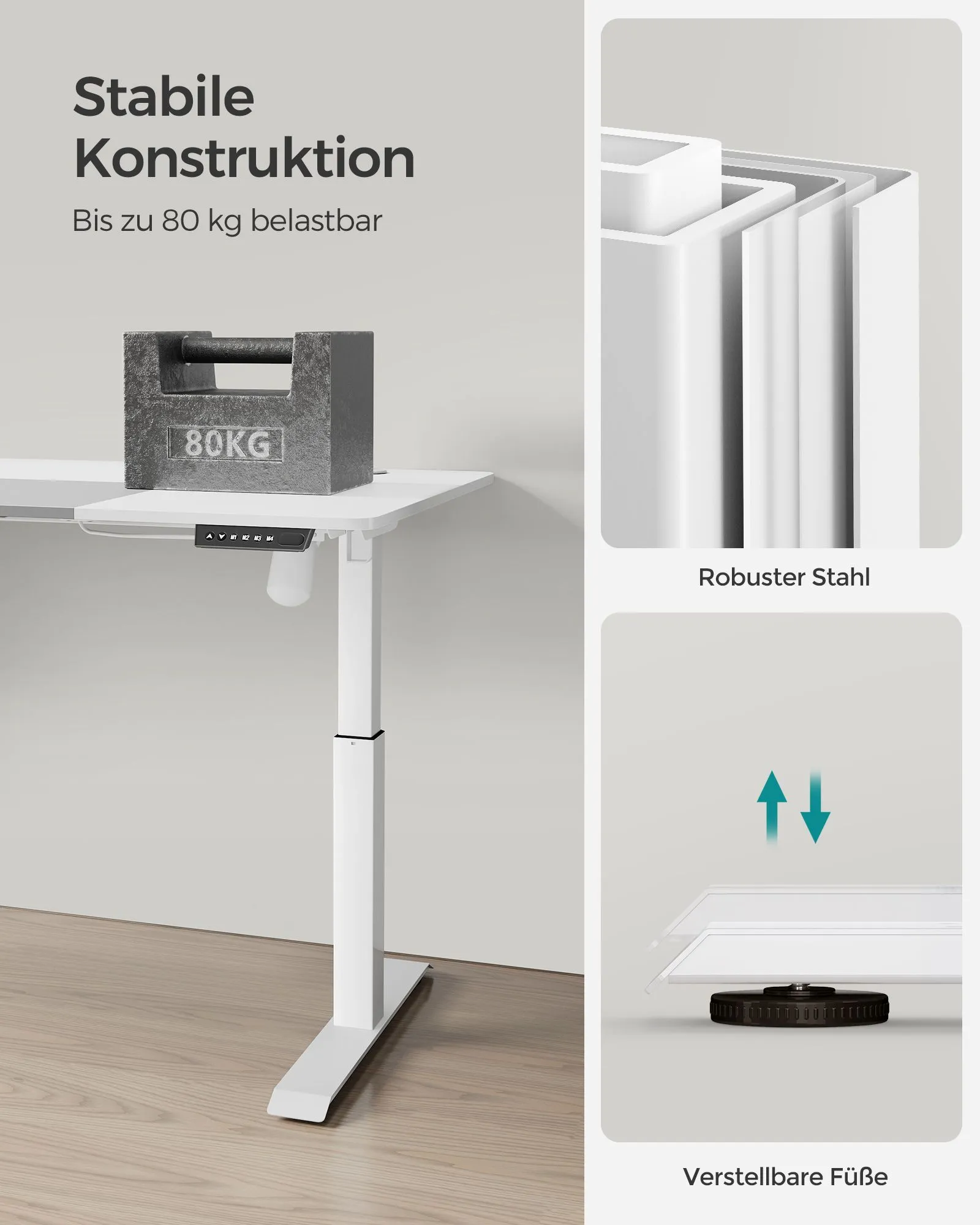 Reguliuojamo aukščio elektrinis rašomasis stalas, baltas-pilkas 60×120 cm Reguliuojamo aukščio elektrinis rašomasis stalas, baltas-pilkas 60×120 cm Akcija