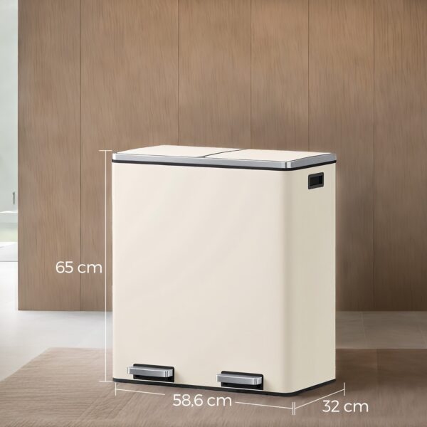 Šiukšliadėžė kreminė 2x30l švelnus uždarymas 2