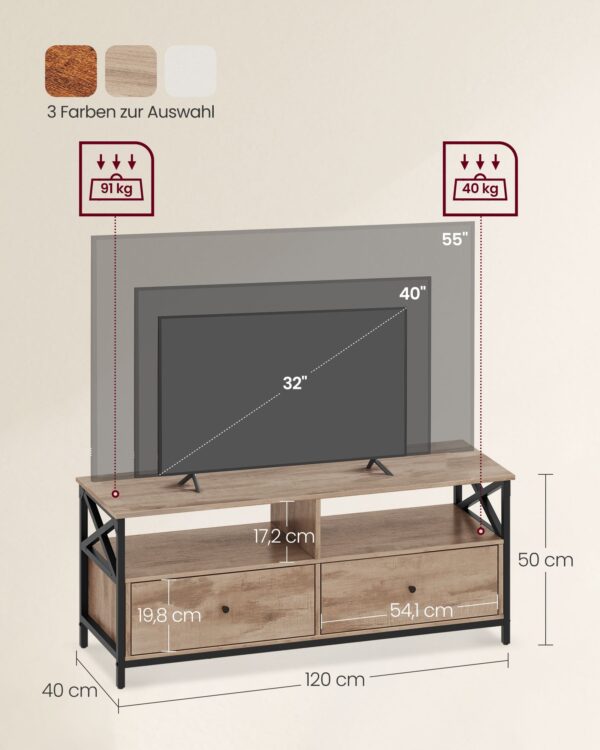 TV staliukas su stalčiais 120cm pločio šviesiai rudas 5