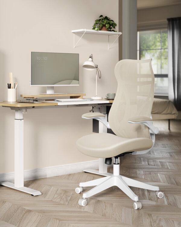 Ergonominė biuro kėdė kreminės spalvos 2