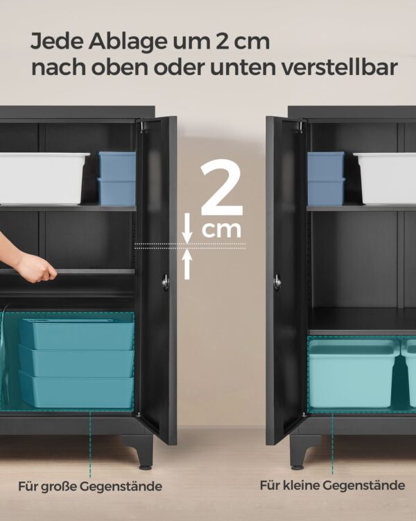 Plieninė juoda spintelė 60cm pločio su užraktu 4