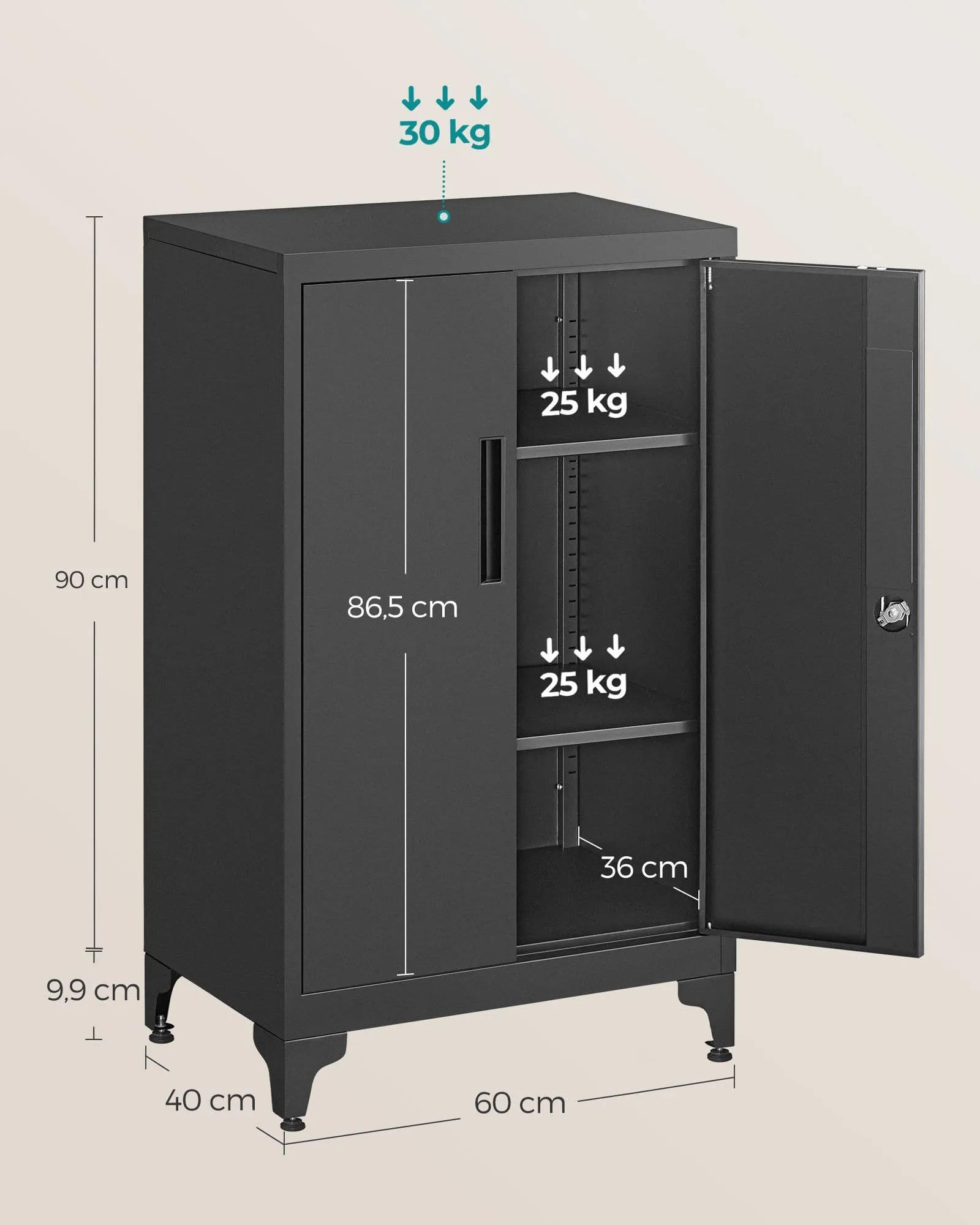 Plieninė juoda spintelė 60cm pločio su užraktu Plieninė juoda spintelė 60cm pločio su užraktu Akcija