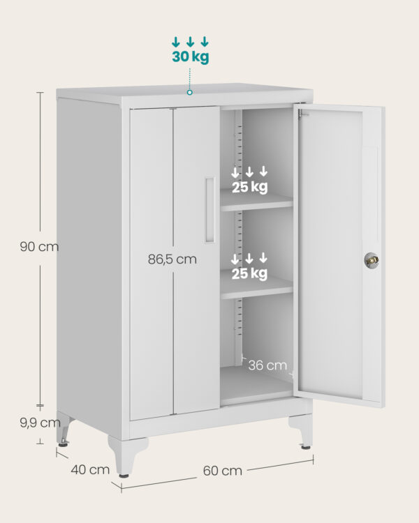 Metalinė spintelė dokumentams 60cm pločio šviesiai pilka 6