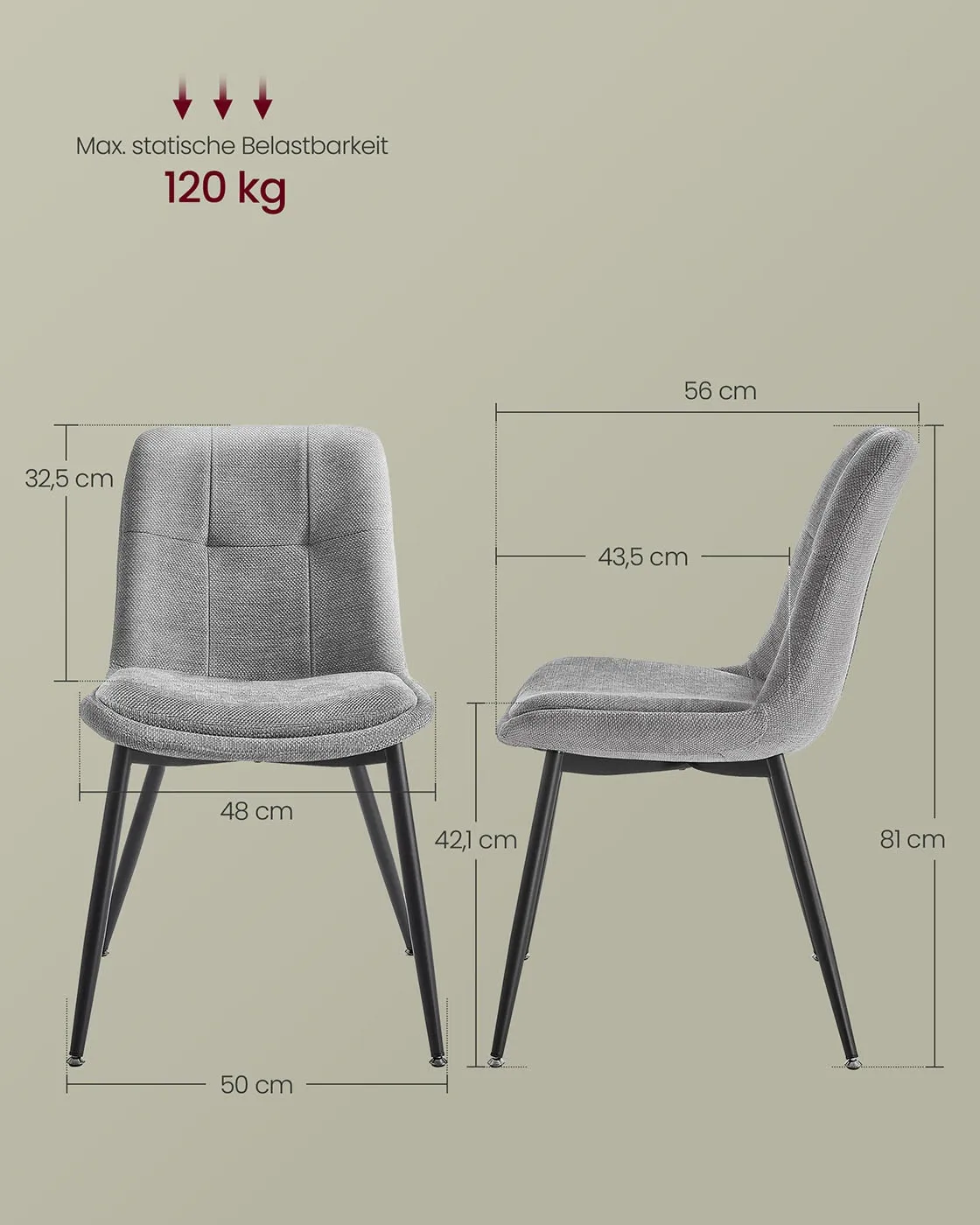 Ergonomiškos valgomojo kėdės su paminkštinimu ir metalinėmis kojelėmis 2 vnt komplektas Ergonomiškos valgomojo kėdės su paminkštinimu ir metalinėmis kojelėmis 2 vnt komplektas Kėdės