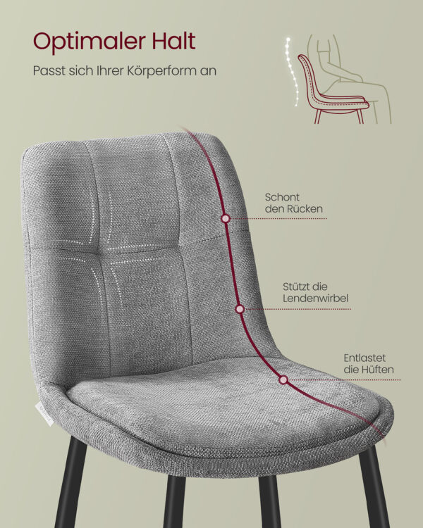 Ergonomiškos valgomojo kėdės su paminkštinimu ir metalinėmis kojelėmis 2 vnt komplektas 5
