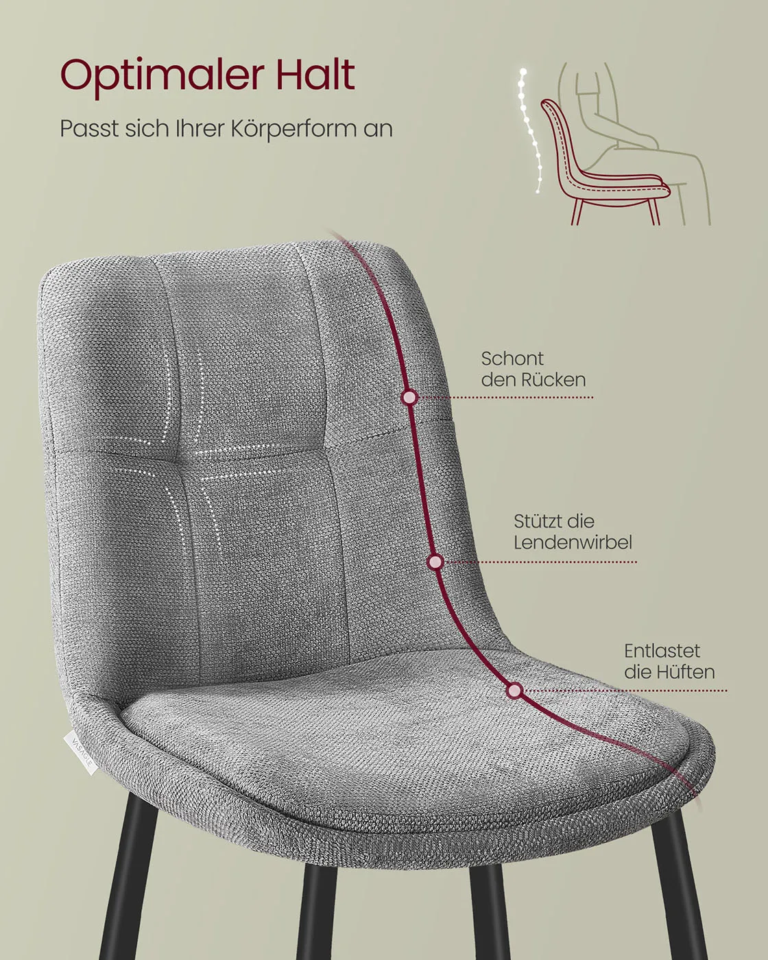Ergonomiškos valgomojo kėdės su paminkštinimu ir metalinėmis kojelėmis 2 vnt komplektas Ergonomiškos valgomojo kėdės su paminkštinimu ir metalinėmis kojelėmis 2 vnt komplektas Kėdės