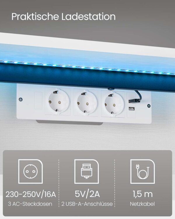 Pakabinama TV spintelė su LED apšvietimu balta 147cm 4