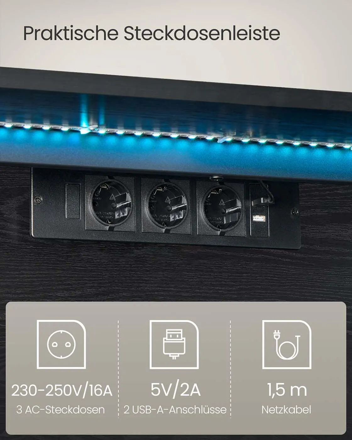 Pakabinama juoda TV spintelė su LED apšvietimu 178cm pločio Pakabinama juoda TV spintelė su LED apšvietimu 178cm pločio Svetainė