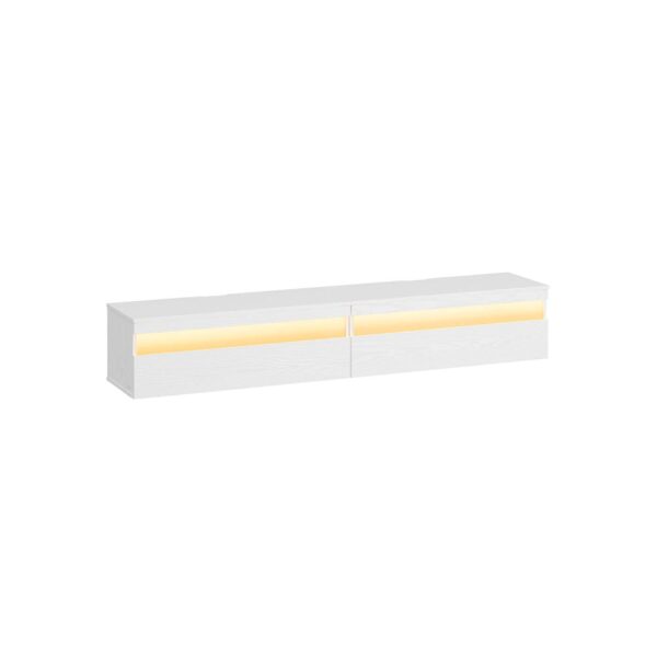 Pakabinama balta TV spintelė su LED apšvietimu 178cm pločio