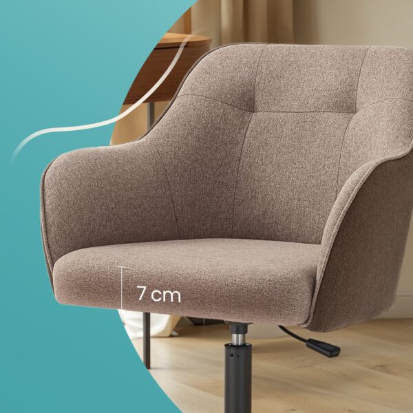 Ergonomiška rusva biuro kėdė su kvėpuojančiu audiniu ir paminkštinta sėdyne 3