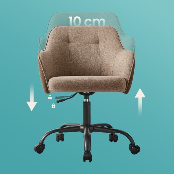 Ergonomiška rusva biuro kėdė su kvėpuojančiu audiniu ir paminkštinta sėdyne 4