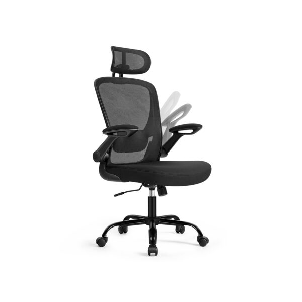 Ergonomiška biuro kėdė su tinkleliu ir reguliuojama atrama, juoda, 120 kg apkrova