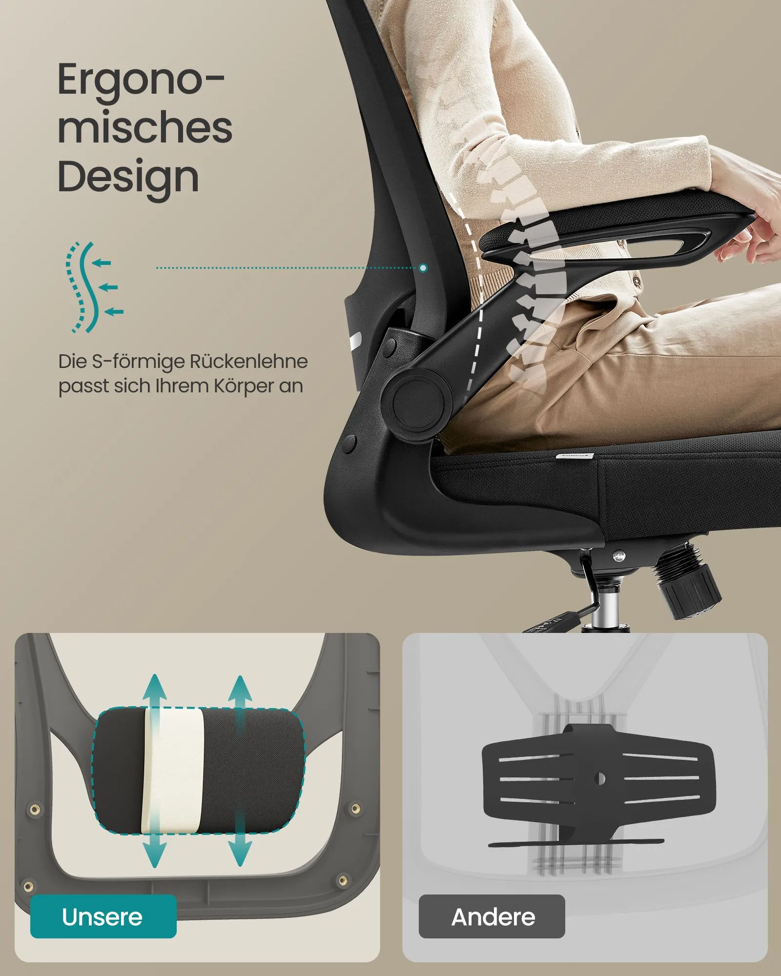 Ergonomiška biuro kėdė su tinkleliu ir reguliuojama atrama, juoda, 120 kg apkrova Ergonomiška biuro kėdė su tinkleliu ir reguliuojama atrama, juoda, 120 kg apkrova Biuras