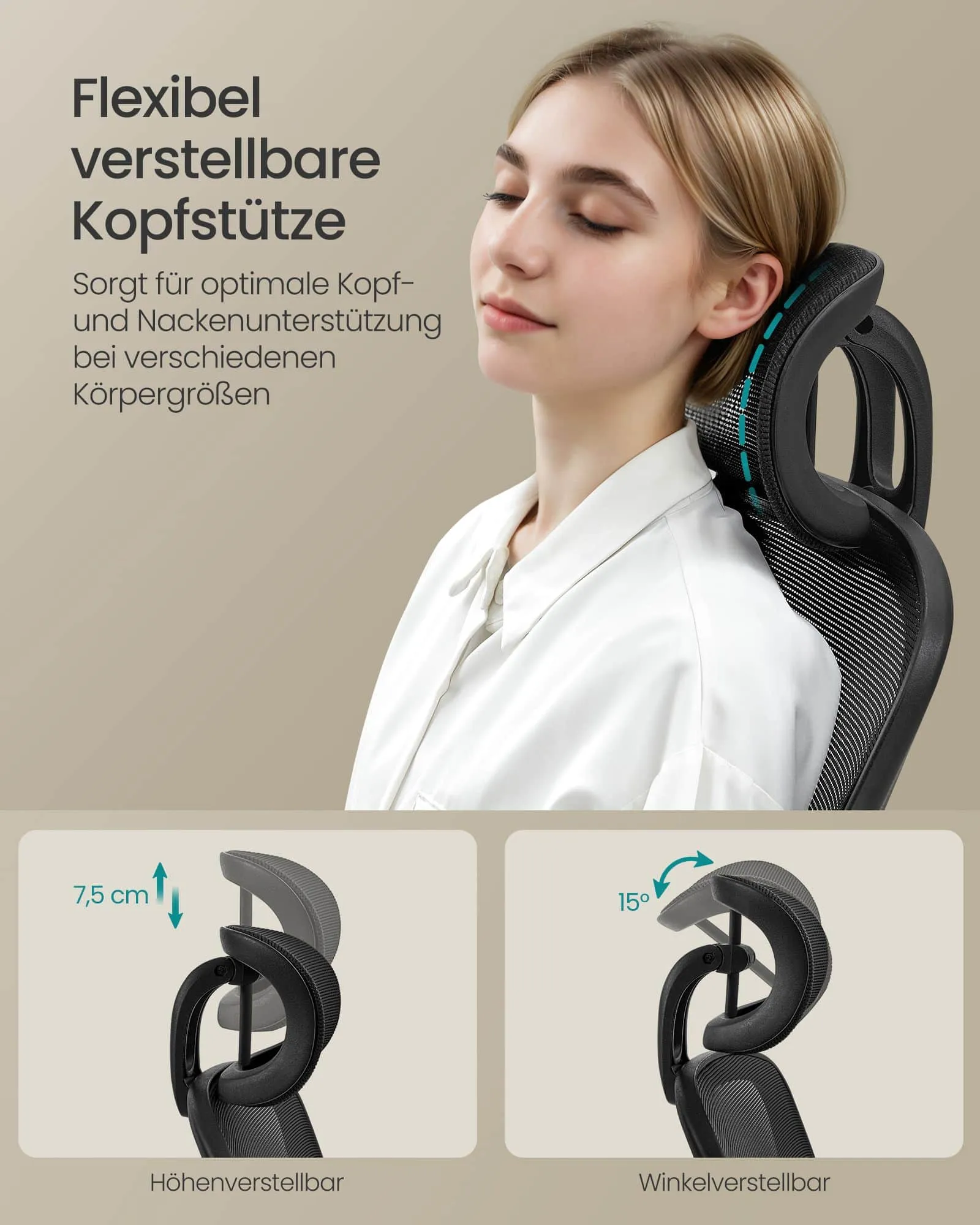 Ergonomiška biuro kėdė su tinkleliu ir reguliuojama atrama, juoda, 120 kg apkrova Ergonomiška biuro kėdė su tinkleliu ir reguliuojama atrama, juoda, 120 kg apkrova Biuras