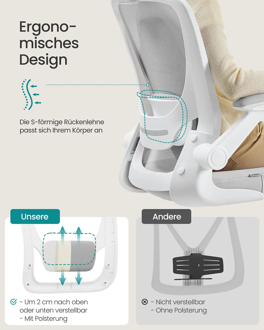 Šviesiai pilka ergonominė biuro kėdė su atramai galvai Šviesiai pilka ergonominė biuro kėdė su atramai galvai Biuras