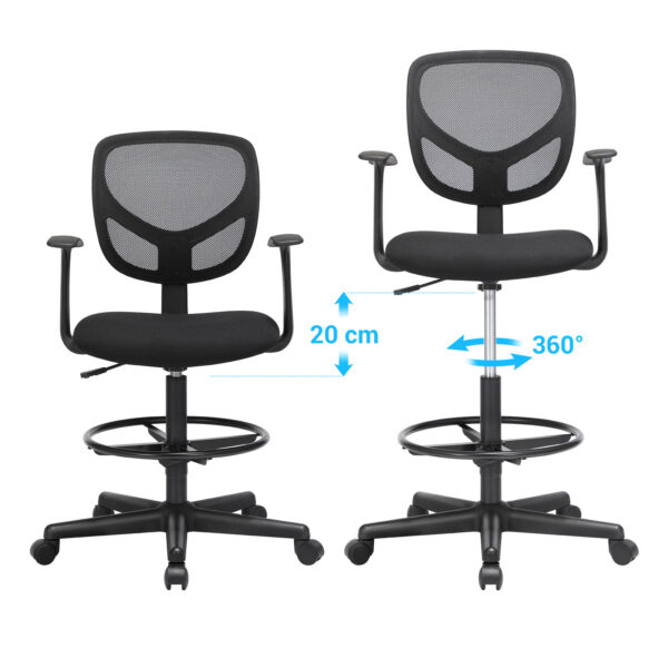 Reguliuojama biuro kėdė su ergonomišku atlošu ir 360° pasukama atrama 2