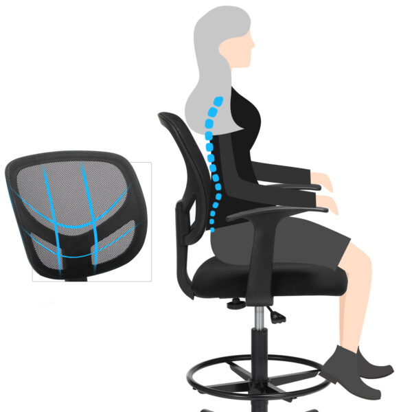 Reguliuojama biuro kėdė su ergonomišku atlošu ir 360° pasukama atrama 4