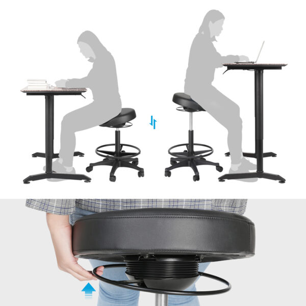 Ergonomiška besisukanti 360 lapsnių darbo kėdė-taburetė su ratukais 4
