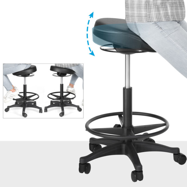 Ergonomiška besisukanti 360 lapsnių darbo kėdė-taburetė su ratukais 5