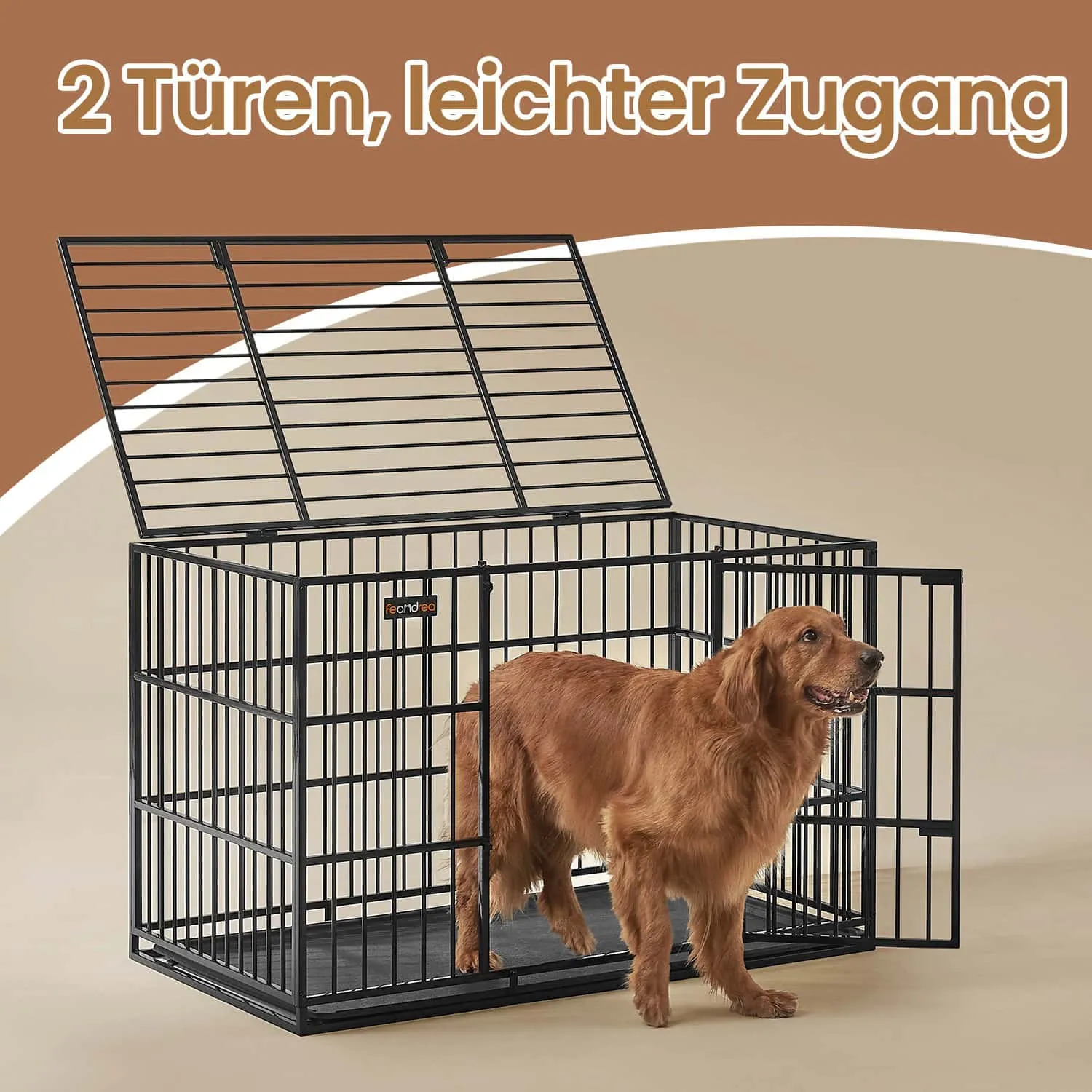 Tvirtas metalinis šuns narvas 122 x 75 x 80 cm su nuimamu padėklu ir atveriamu viršumi Tvirtas metalinis šuns narvas 122 x 75 x 80 cm su nuimamu padėklu ir atveriamu viršumi Akcija